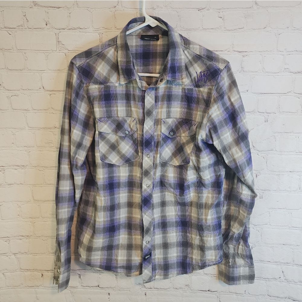 Men's Vans pearl snapped longsleeve shirt, size small